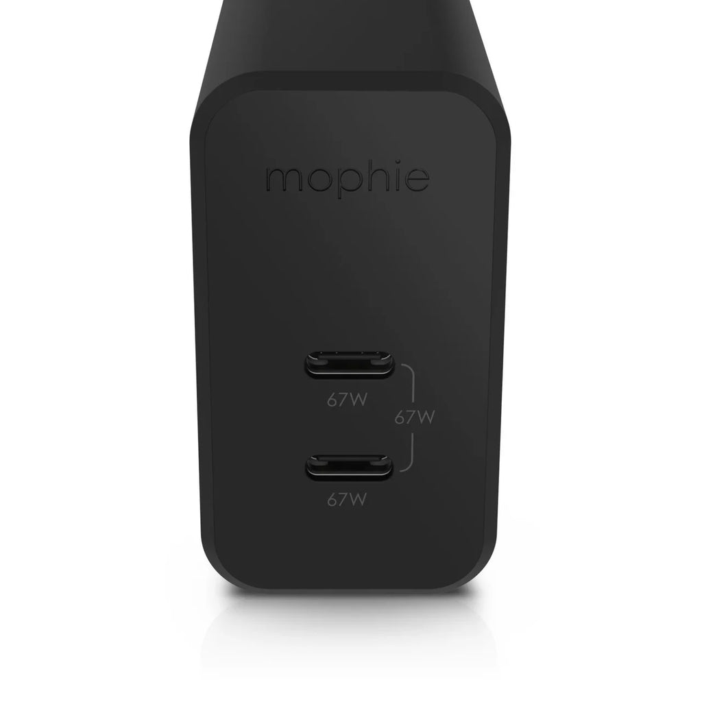 mophie USB C Charger GaN 67W, 3-Port Fast Compact Foldable Wall Charger for MacBook Pro/Air, iPad Pro, Galaxy S22/S21,  Spectre, Note20/10+, iPhone 14/13/12 Pro, Pixel, and More - Black