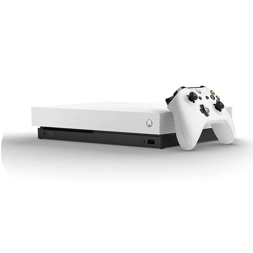 Xbox One X 1TB, 4K Ultra HD White with BOLT AXTION Cleaning Kit Headset Bundle Like New