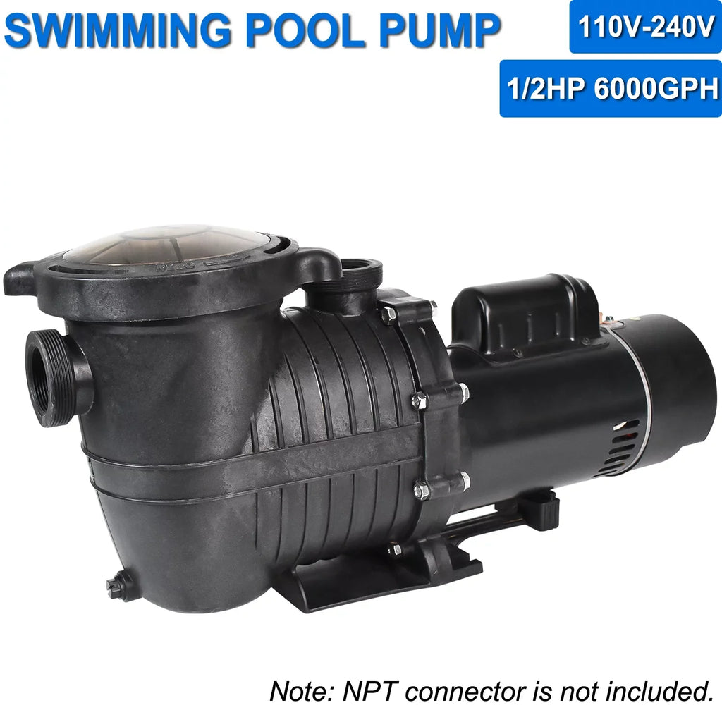 iMeshbean In-ground Swimming Pool Pump, 1.5HP Motor 110V-230V, 6000GPH, Head Max 69FT, for Above Ground Swimming Pool and Inground Pool moisture Circulation, w/ Strainer Basket