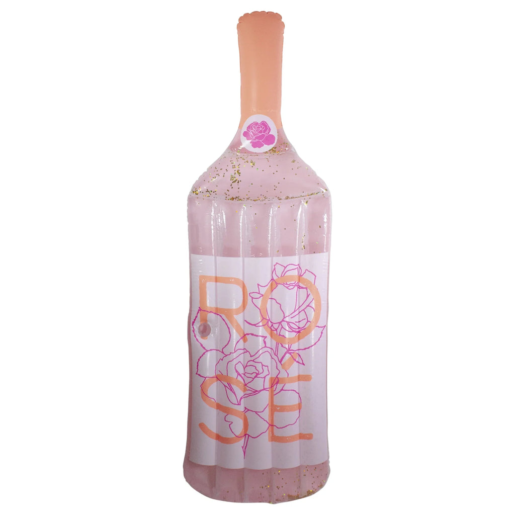 Swim Central 92" Pink Rose Wine Bottle Swimming Pool Float