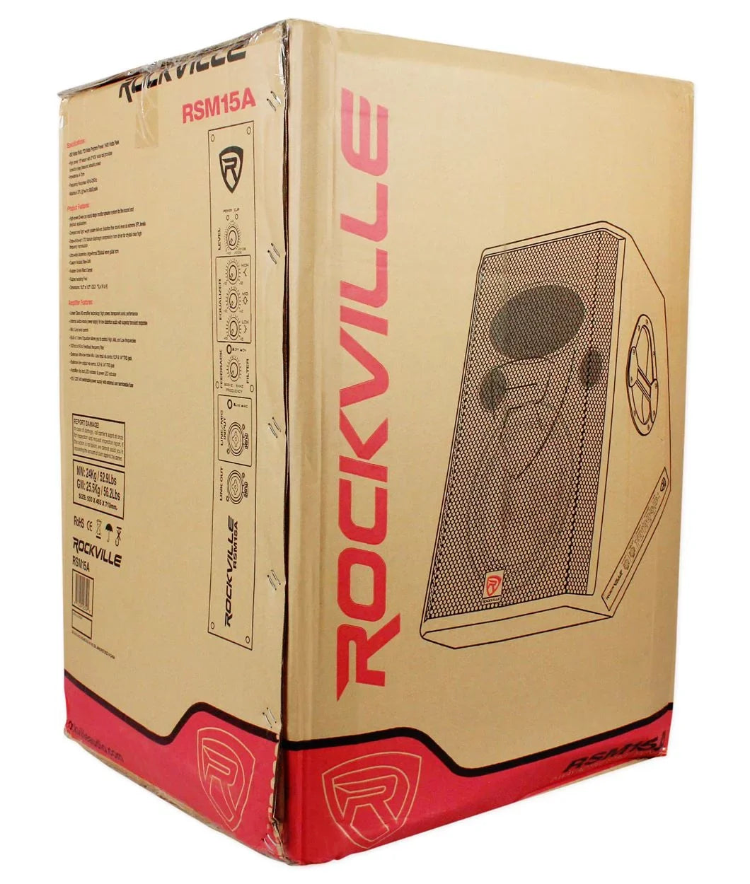 Rockville RSM15A 15" 1400 Watt 2-Way Powered Active Stage Floor Monitor Speaker