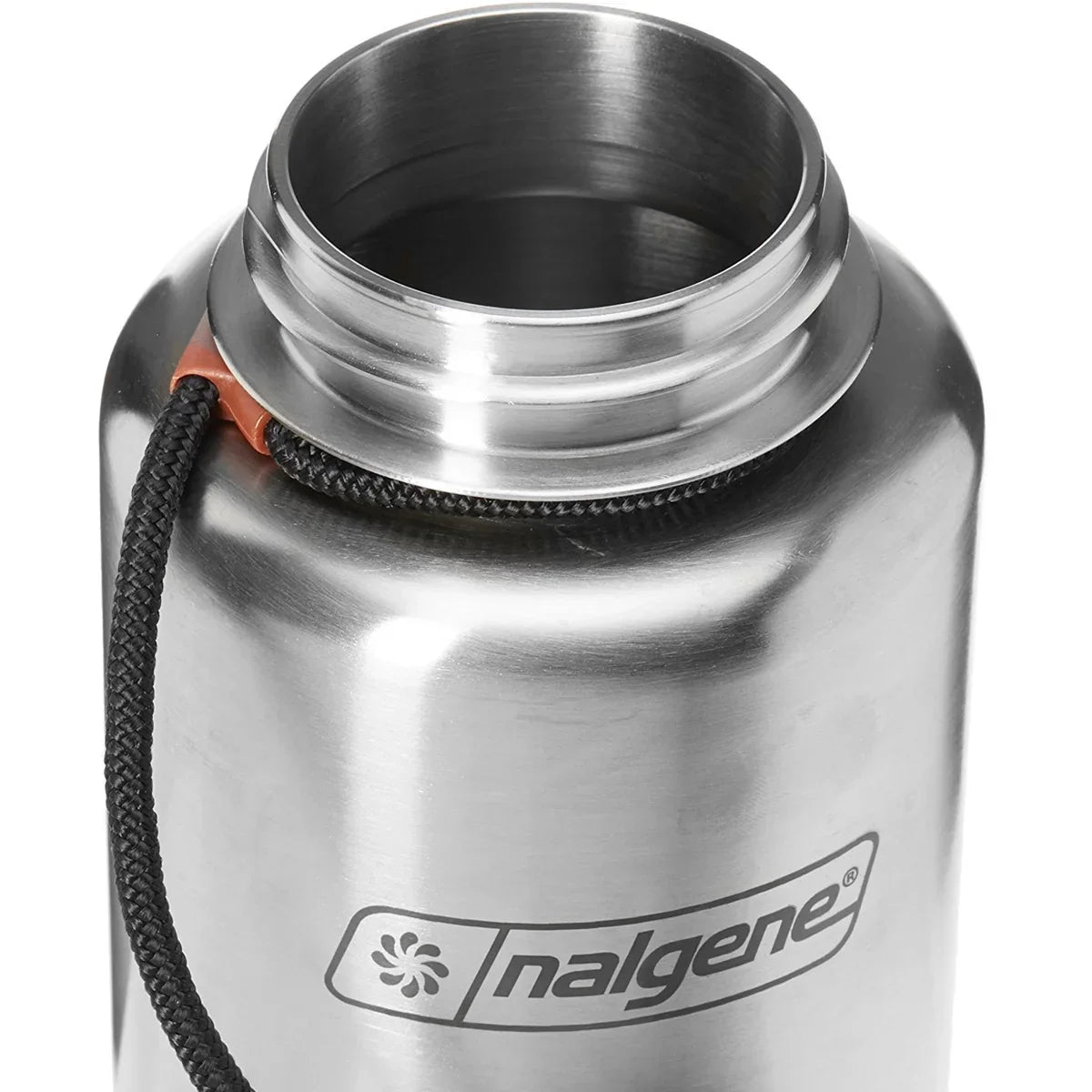 '- Stainless Steel. Nalgene Standard Wide Mouth Tethered Lid moisture Bottle - 38 oz