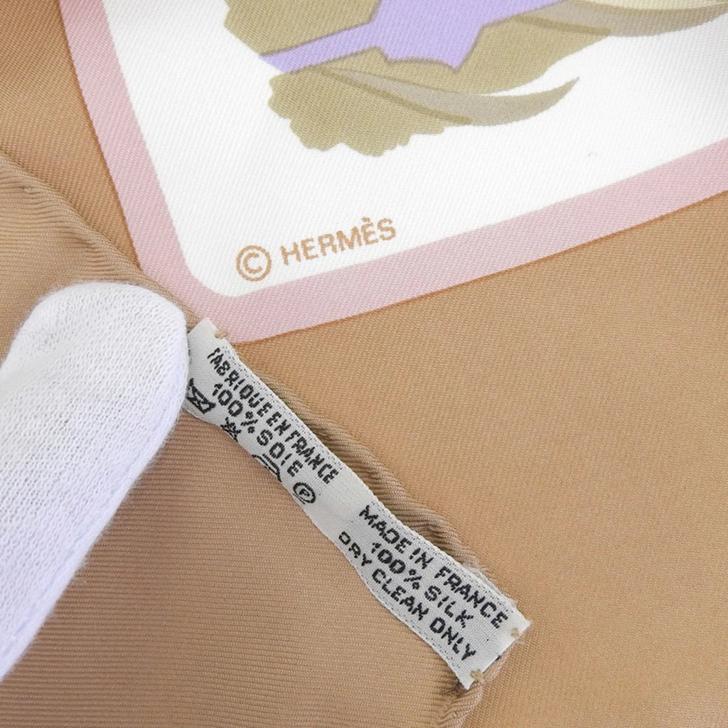 Pre-Owned Hermes HERMES Kare90 COLS VERTS Mallard Scarf Muffler Silk Orange (Good)