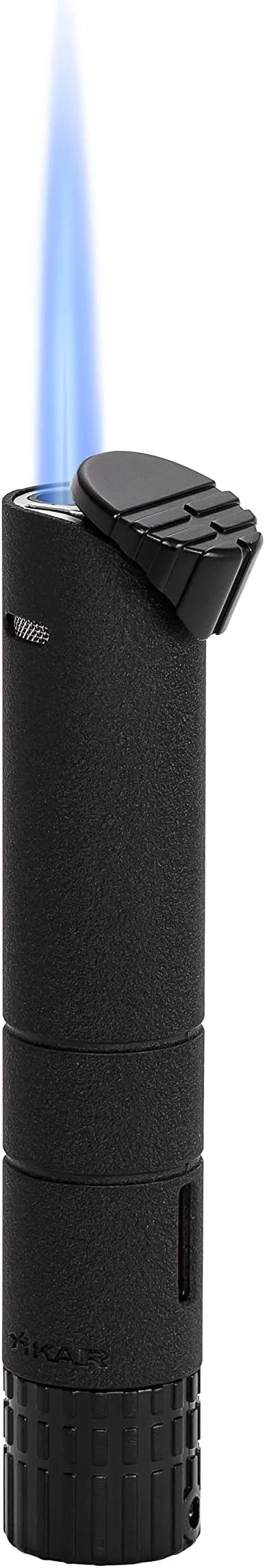 Xikar Turrim Cigar Lighter, Single Jet Flame, Piezo Ignition, Wrinkle Black