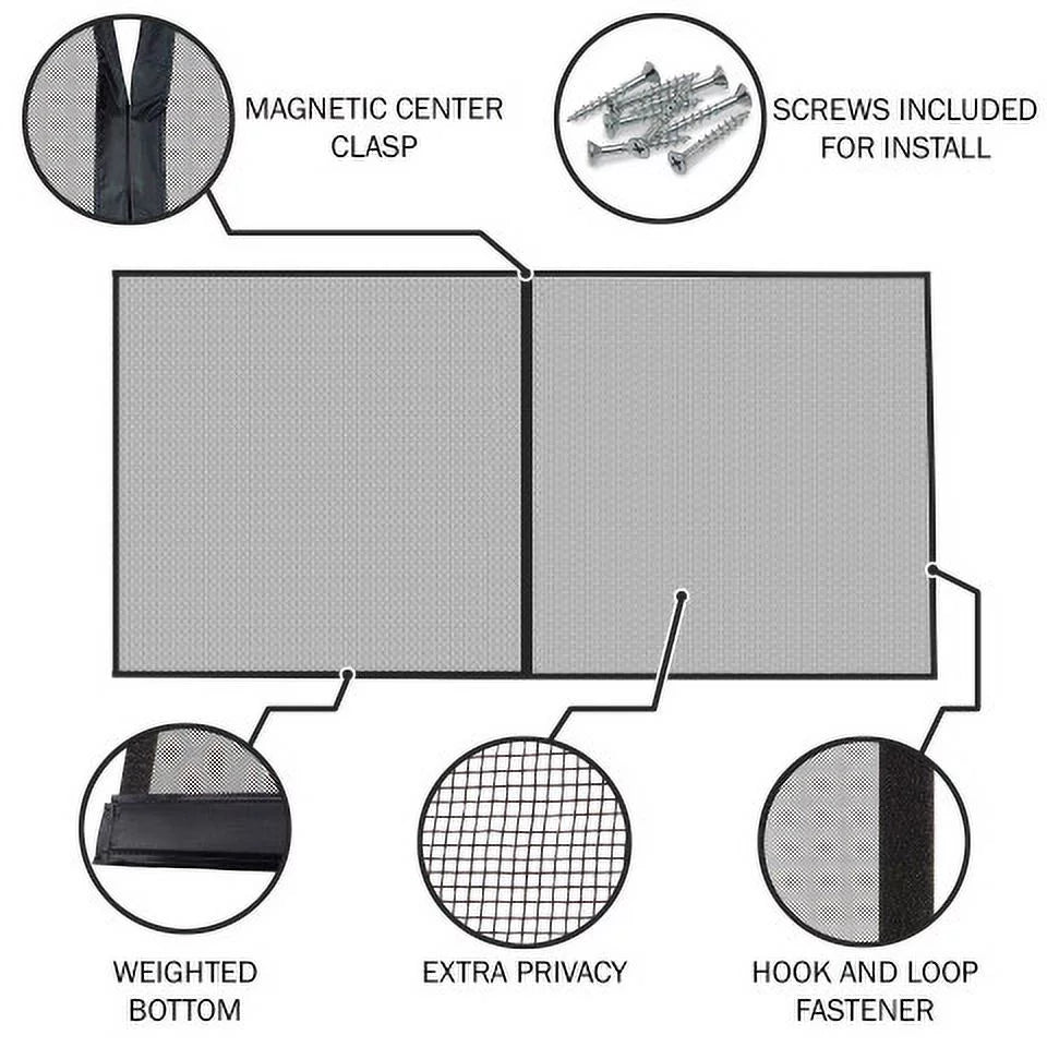 Pure Garden Garage Screen Door - Mesh Mosquito Net to wrap 2-Car Garages, Black  7.45 Lbs (1 Pack)