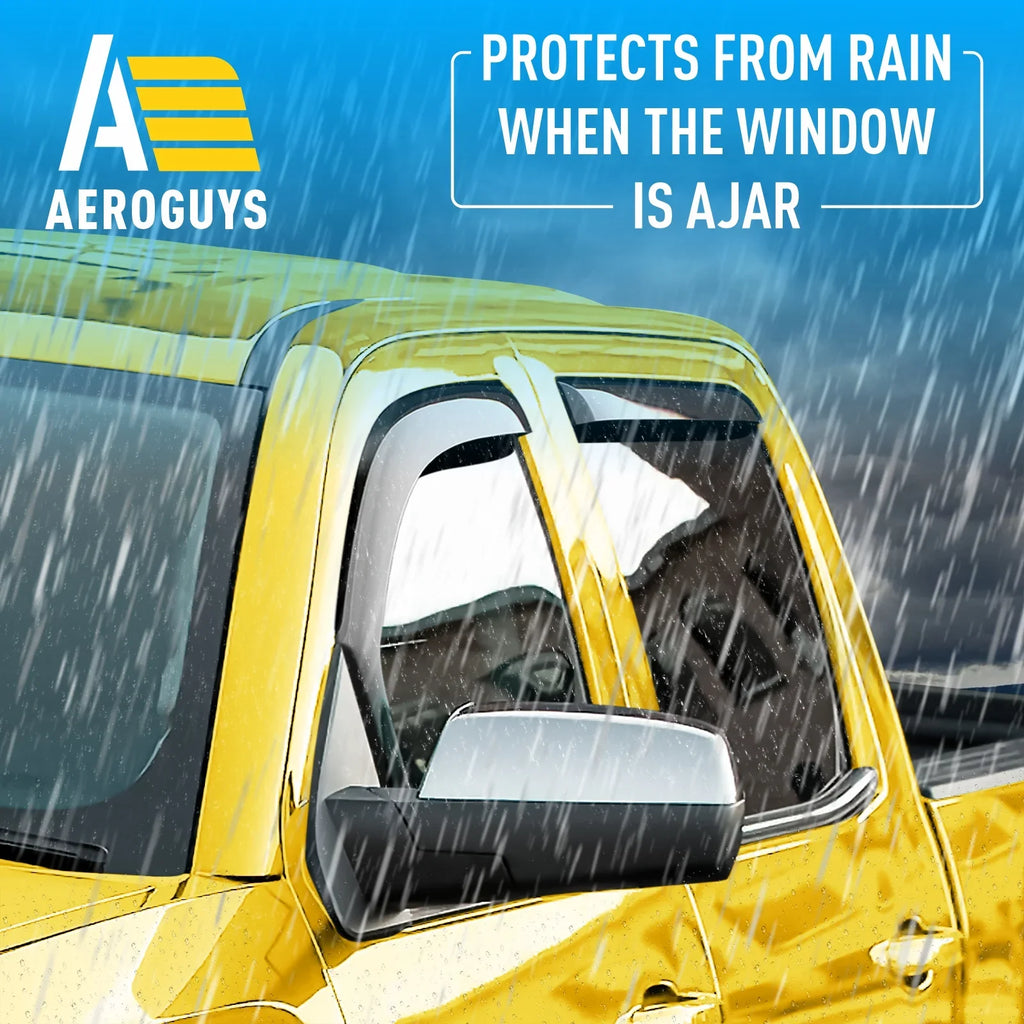 AG0421. AEROGUYS In-Channel Window Deflectors Extra Durable Window Visors Rain Guards Fit for Chevrolet (Chevy) Silverado 1500 2014-2018 Crew Cab, Sun Visors, Wind Vent Visors, Truck Accessories -4pcs
