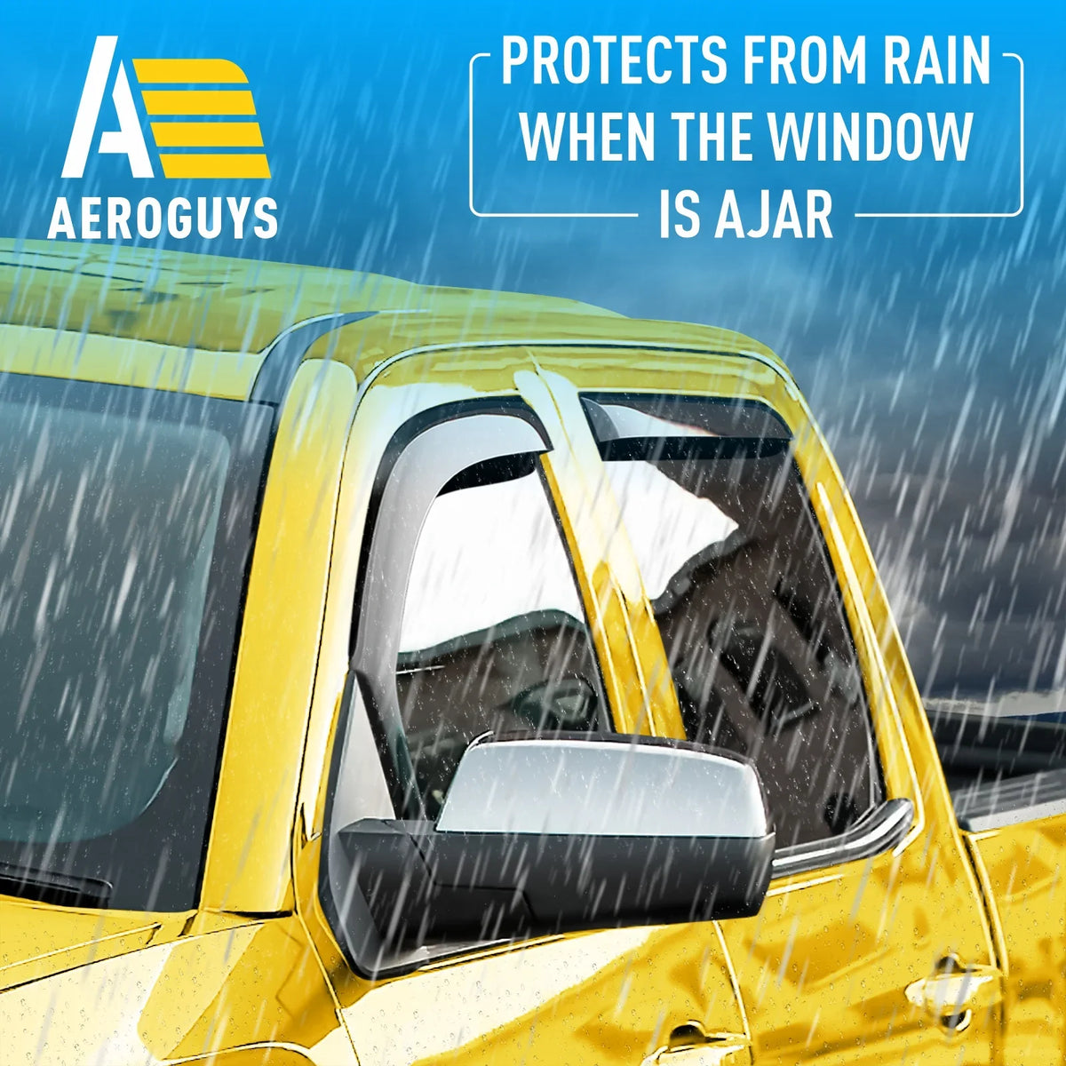 AG0421. AEROGUYS In-Channel Window Deflectors Extra Durable Window Visors Rain Guards Fit for Chevrolet (Chevy) Silverado 1500 2014-2018 Crew Cab, Sun Visors, Wind Vent Visors, Truck Accessories -4pcs