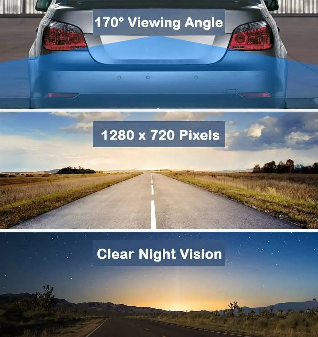 CAM106 Backup Camera License Plate HD Night Vision Rear View 170° Angle Waterproof appropriate with Alpine Car Radio