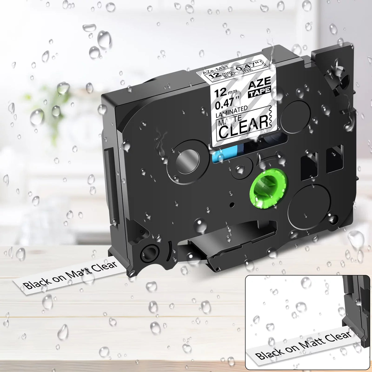 GREENCYCLE 50PK suitable for Brother P-touch Black on Matte Clear 12mm 0.47" TZe-M31 TZ-M31 TZM31 TZeM31 Laminated Label Tape