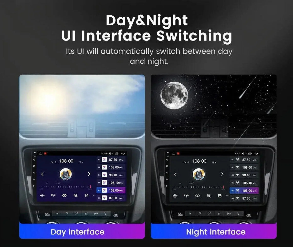 10'' 2Din Android QLED Car Stereo Nav GPS Radio DSP CarPlay climate 8Core 4+32GB
