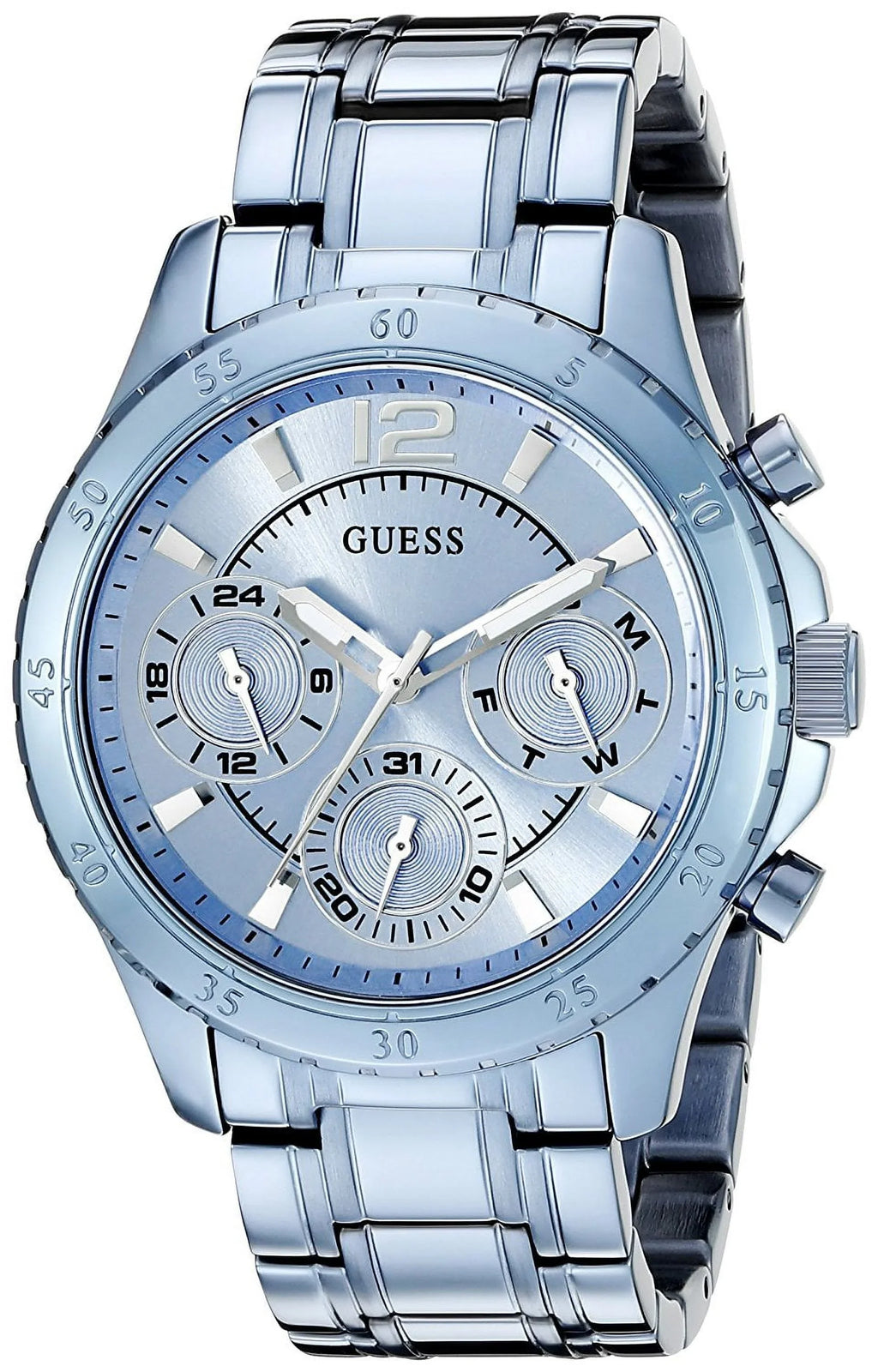Iconic Sky Blue Stainless Steel Multi-Function Ladies Watch U0704L2