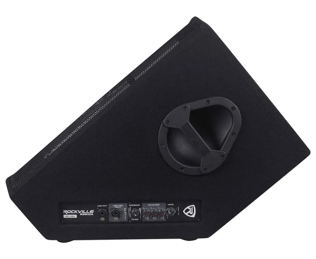 Rockville RSM15A 15" 1400 Watt 2-Way Powered Active Stage Floor Monitor Speaker