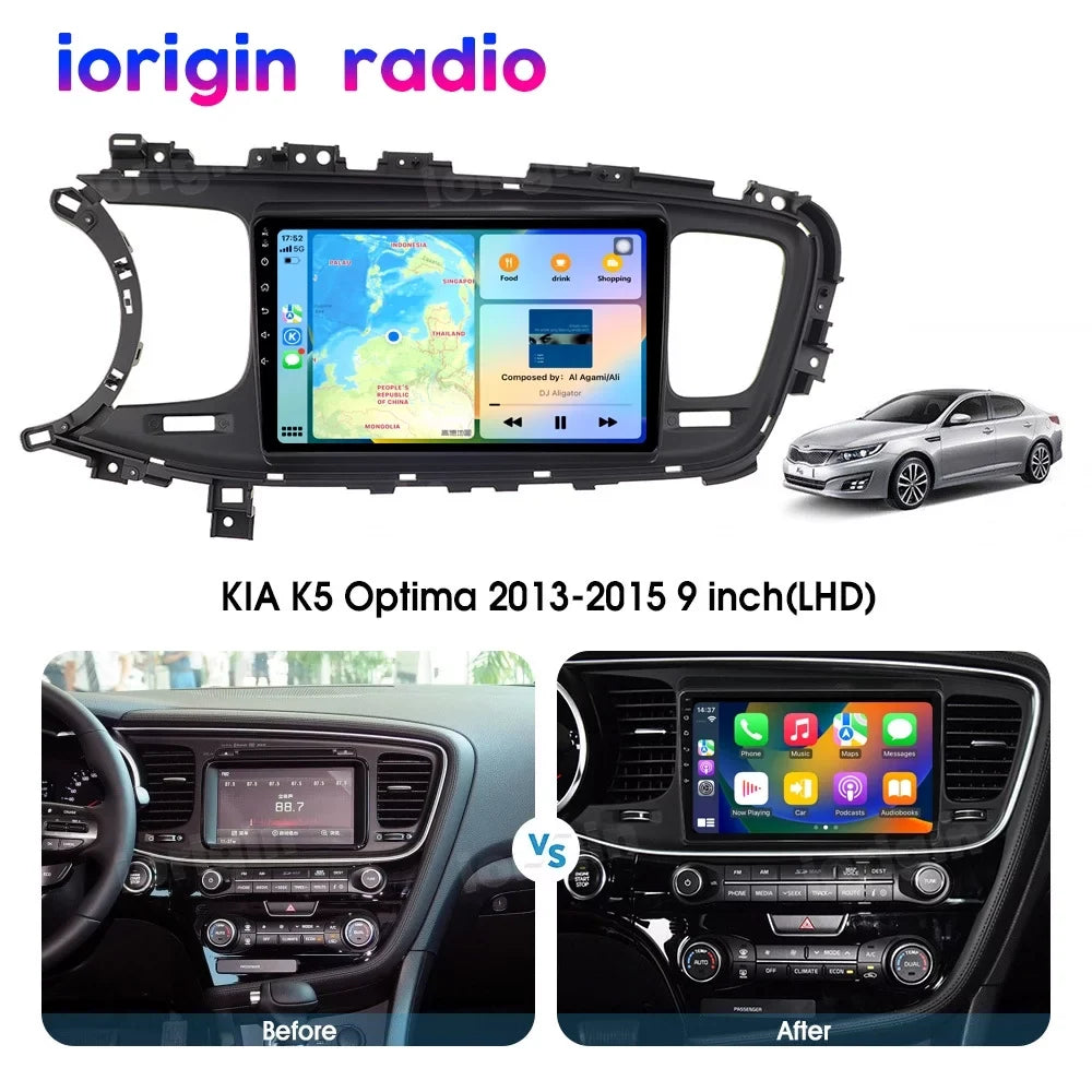 2 DIN Car Radio for KIA Optima K5 2013-2015 Android 13 9 Inch Touch Screen Support CarPlay Android Car GPS WiFi Bluetooth 2G+32GB