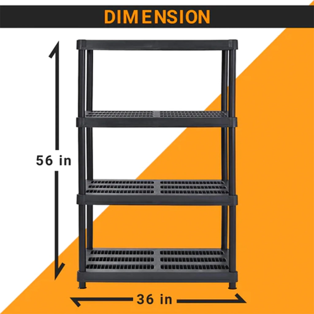 Juggernaut Storage 56 Inch 4 Shelf Plastic Utility Shelving Storage Unit