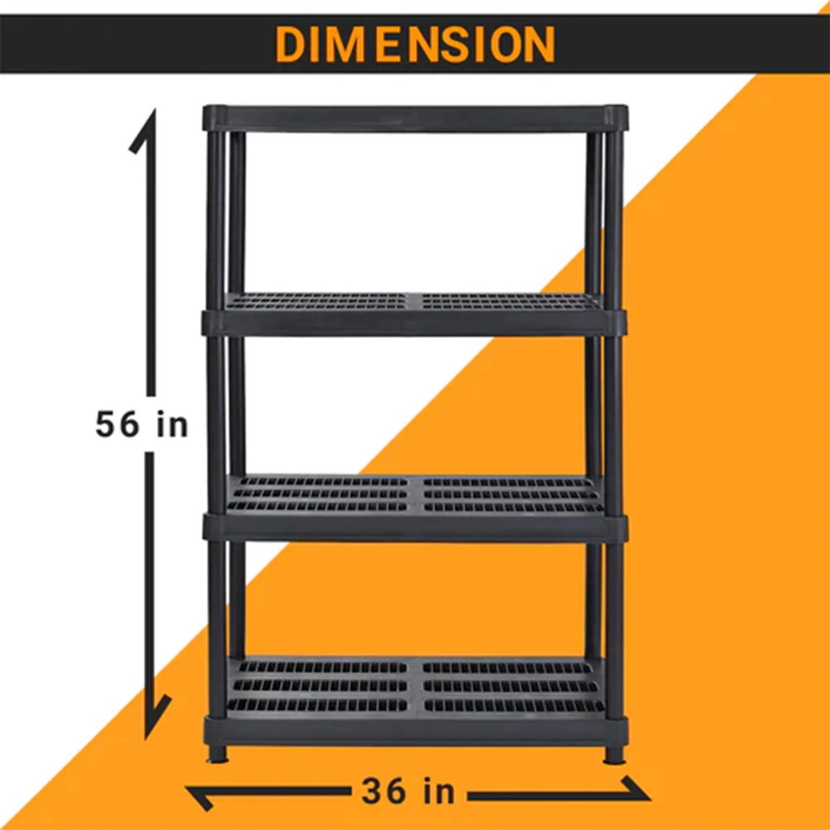 Juggernaut Storage 56 Inch 4 Shelf Plastic Utility Shelving Storage Unit