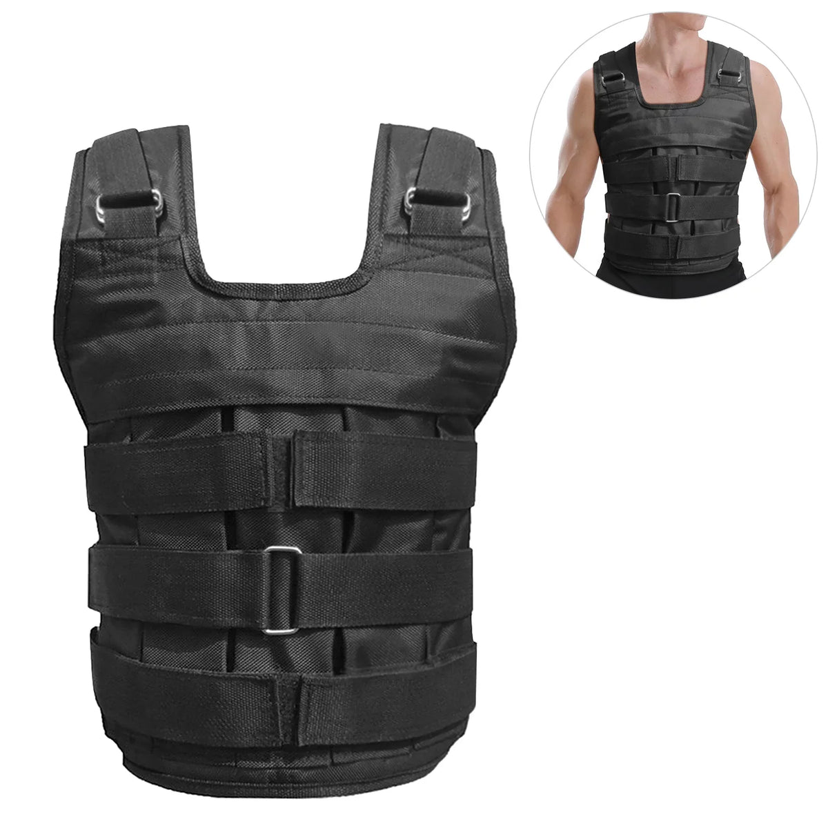 Load (Empty). moobody Adjustable Weighted Vest Weight Jacket Oxford Exercise Weight Loading Cloth Strength Training 50kg Max