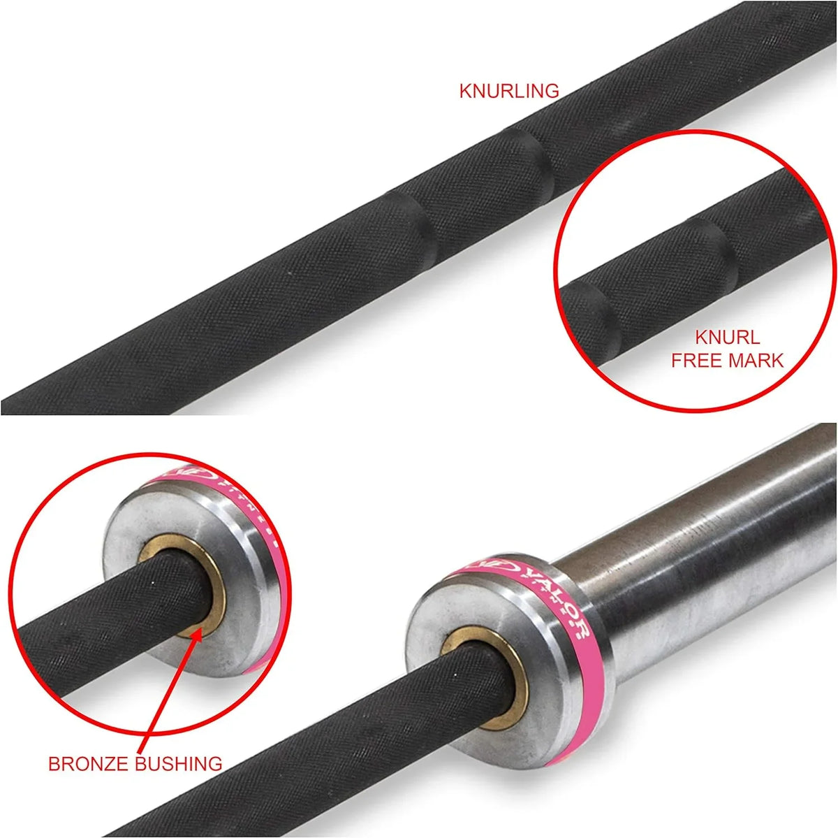 '- 25MM – 80 In - Black Zinc Coated- Enhanced Spin- Knurl Center - Weightlifting Power Lifting Bench Press Workout Equipment OB-80W-NB. Olympic Barbell - Needle Bearing - 500 Lbs
