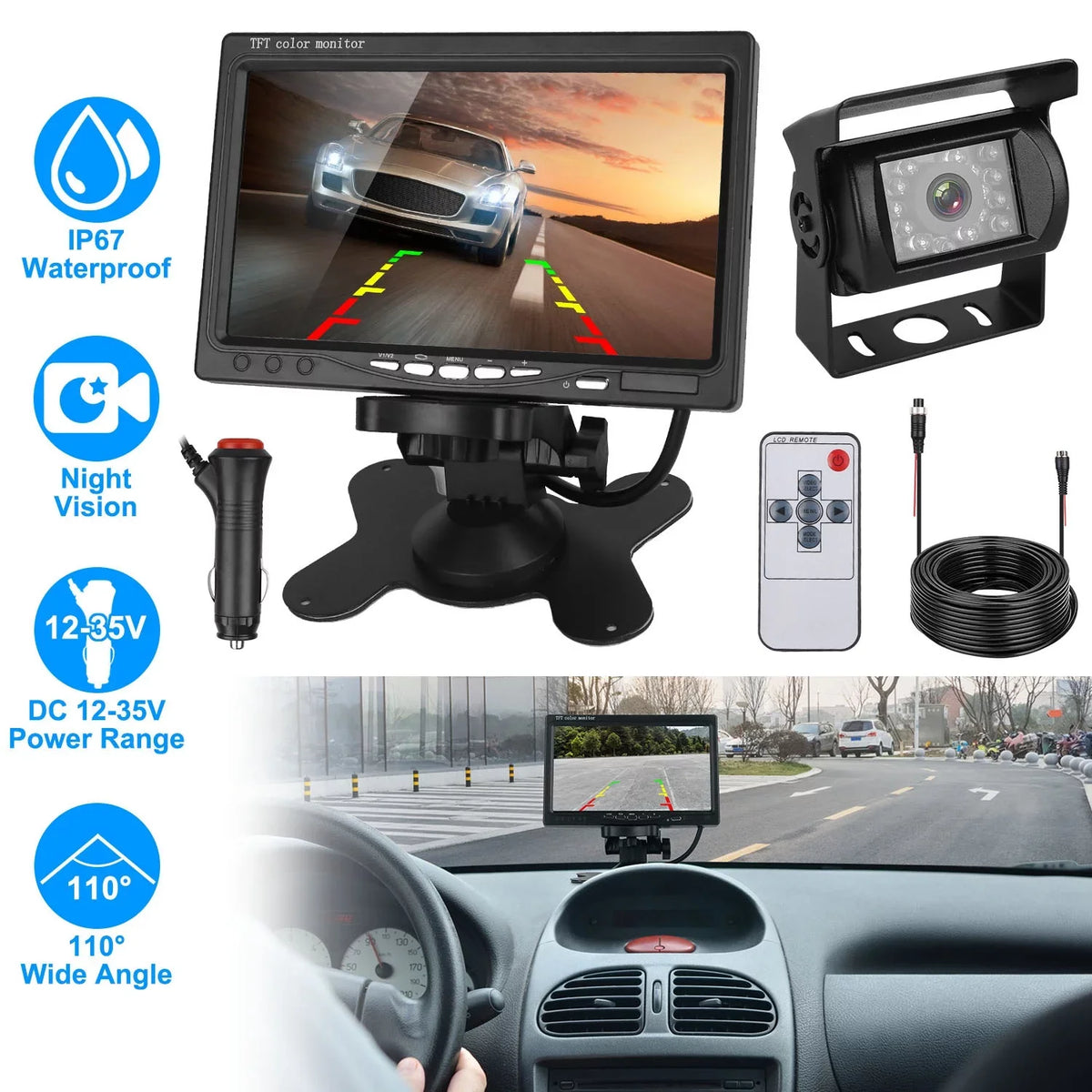 Wireless Car Backup Camera, iMountek Car Parking Reverse System with 7In Screen Night Vision 2.4G Stable Signal for Car Trunk Van SUV