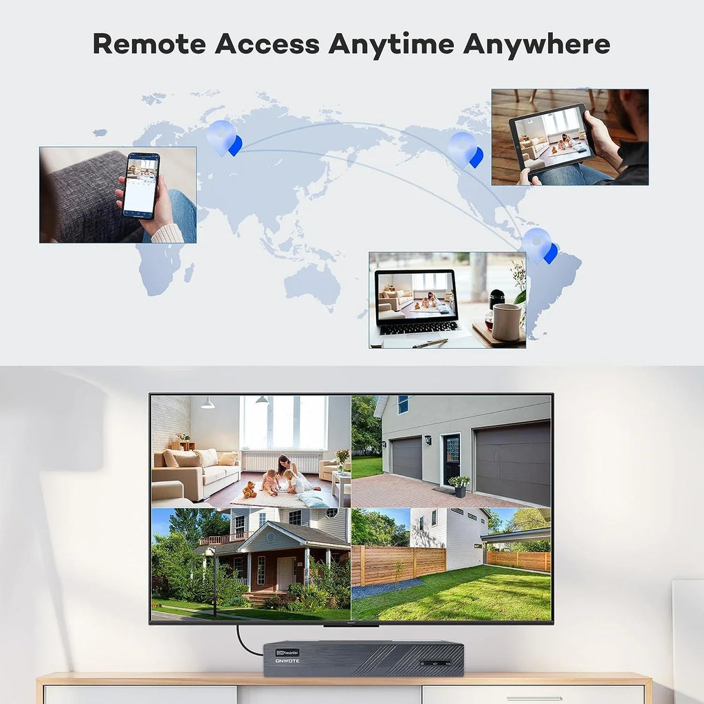 ONWOTE 8 Channel 4K PoE Security Camera System, AI Human Vehicle Detection Color Night Vision, 8CH 4K NVR with 2TB HDD, 4 Pcs 6MP 122° Outdoor PoE IP Cameras, Wired System for Home Business