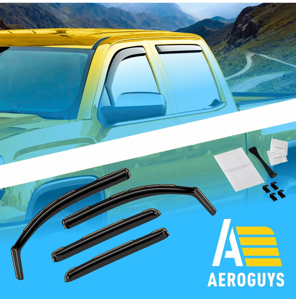 AG0421. AEROGUYS In-Channel Window Deflectors Extra Durable Window Visors Rain Guards Fit for Chevrolet (Chevy) Silverado 1500 2014-2018 Crew Cab, Sun Visors, Wind Vent Visors, Truck Accessories -4pcs