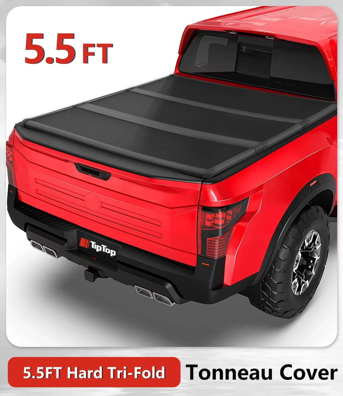 TIPTOP Tri-Fold Hard Tonneau protector Truck Bed FRP On Top For 2017-2023 Nissan Titan 5.5ft Bed (67") w/o Titan Box | TPM3 |For Models With or Without The Deck Rail System|