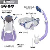Divers Kalani Women's Snorkeling Set  (Purple-White) s/m. U.S
